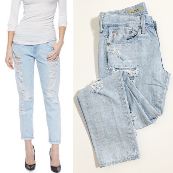 shredded jeans at the bottom